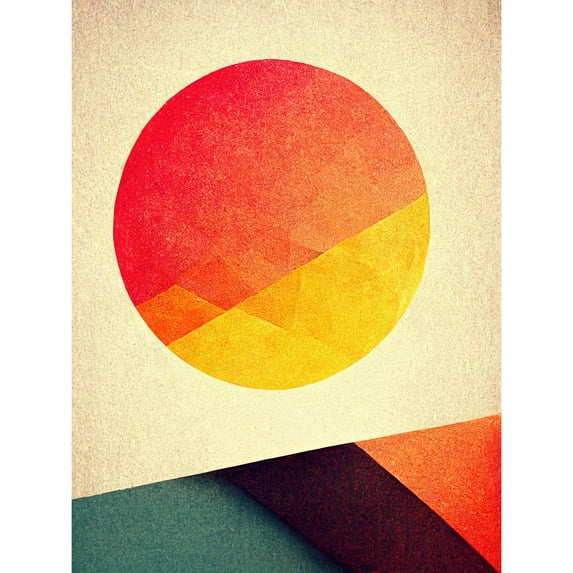 Minimal Sunset Retro Sun Planet Gradient Colour Orange Yellow Peach Planet Large Wall Art Poster Print Thick Paper 18X24 Inch