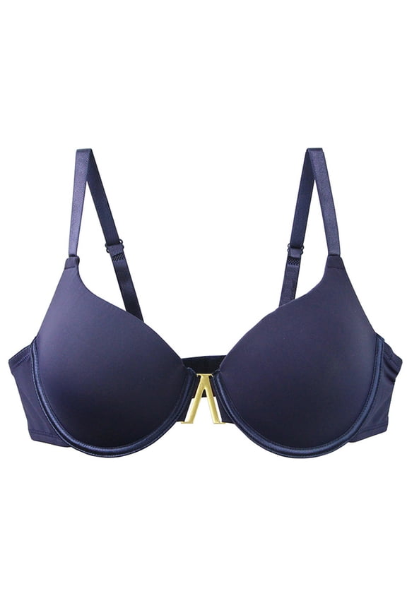 Minimal Support Everyday Bras - Women's Oversized Bra without Steel Rims Printed Underwear Dark Blue 75D