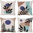 thumbnail image 1 of Minimal Throw Pillow Cushion Case Pack of 4, Modern Style Leaf Branch and Geometric Abstract Details Contemporary, Modern Accent Double-Sided Digital Printing, 20", Eggshell Tan and Seafoam, 1 of 6