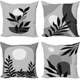 thumbnail image 1 of Minimal Throw Pillow Cushion Case Pack of 4, Modern Style Leaf Branch and Geometric Abstract Details Contemporary, Modern Accent Double-Sided Digital Printing, 18", Pale Grey and Dimgray, 1 of 6