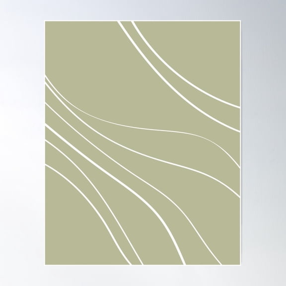 Minimal Wavy Line Art. Abstract Waves. Green. Poster Wall Art, Modern Wall Decor For Living Room Bedroom, 8x12 UNFRAMED