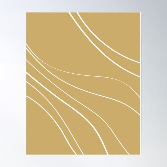 Minimal Wavy Line Art. Abstract Waves. Yellow Gold. Poster Wall Art, Modern Wall Decor For Living Room Bedroom, 24x36 UNFRAMED