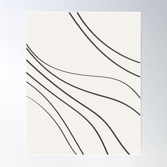 Minimal Wavy Line Art. Waves. Abstract. Beige And Black. Poster Wall Art, Modern Wall Decor For Living Room Bedroom, 8x12 UNFRAMED