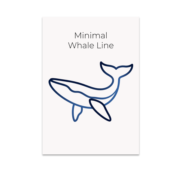 Minimal Whale Line Art Print - Sea Life Decor Enthusiast - 13x19 Poster Print