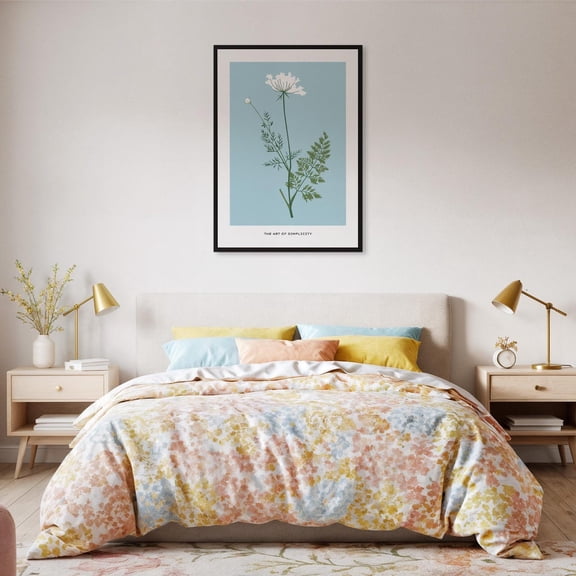 Minimal Wildflower Wall Art The Of Simplicity Quote Botanical Blue Floral Design Nature Or Zen Decor Design1 Unframed Paper Print