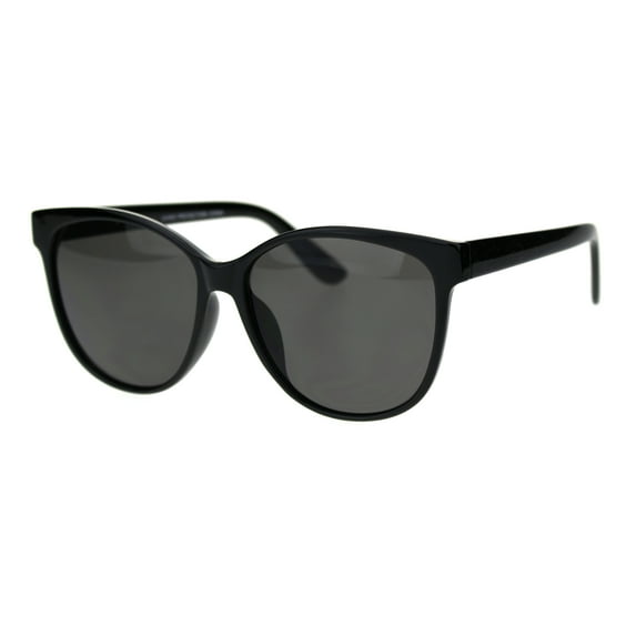 Minimal Womens Thin Horn Rim Retro Plastic Sunglasses All Black
