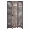 thumbnail image 1 of Minimal Wooden Screen with 3 Panels & Shutter Design, Brown, 1 of 1