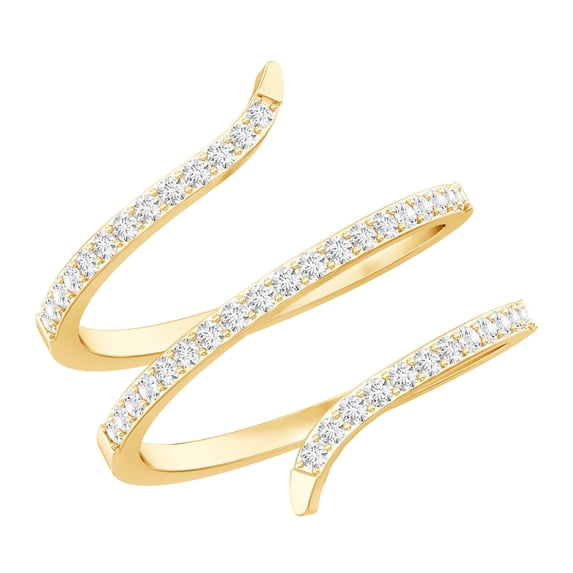 Rosec Jewels Certified Real Diamond Wrap Ring - Cocktail Ring for Women - HI-SI Quality - Ready to Gift, 18K Yellow Gold, US 6.50