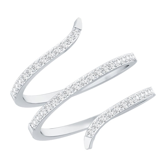 Rosec Jewels Certified Real Diamond Wrap Ring - Cocktail Ring for Women - HI-SI Quality - Ready to Gift, 925 Sterling Silver, US 4.00
