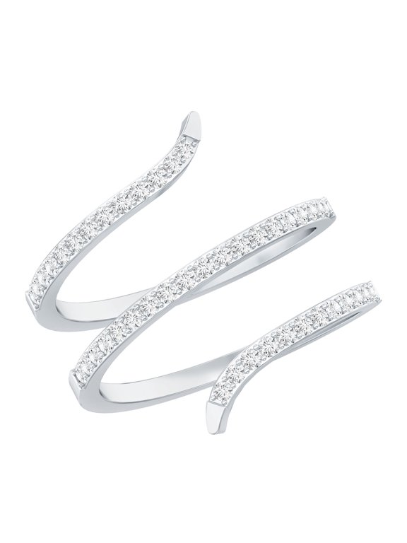 Certified Real Diamond Wrap Ring - Cocktail Ring for Women - HI-SI Quality - Ready to Gift, 925 Sterling Silver, US 4.00