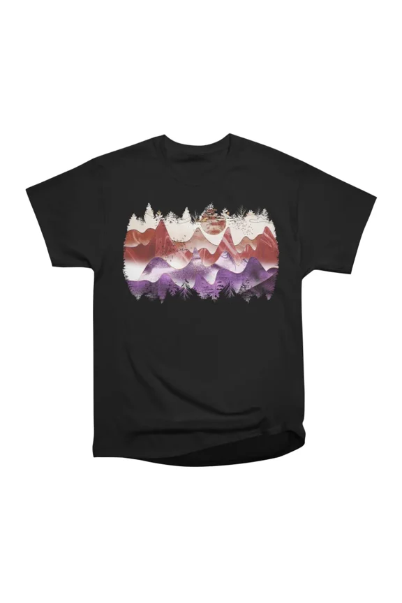Minimal landscape mountains and sun T-Shirt Tee Gift For Him Merch For Her Apparel For Fri
