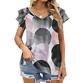 thumbnail image 1 of Minimalism 16 Lotus Leaf Neck T-Shirt Long Sleeve Women's T Shirt Elegant Fashion Tops & Tees Abstract Graphic Circle Circles, 1 of 5