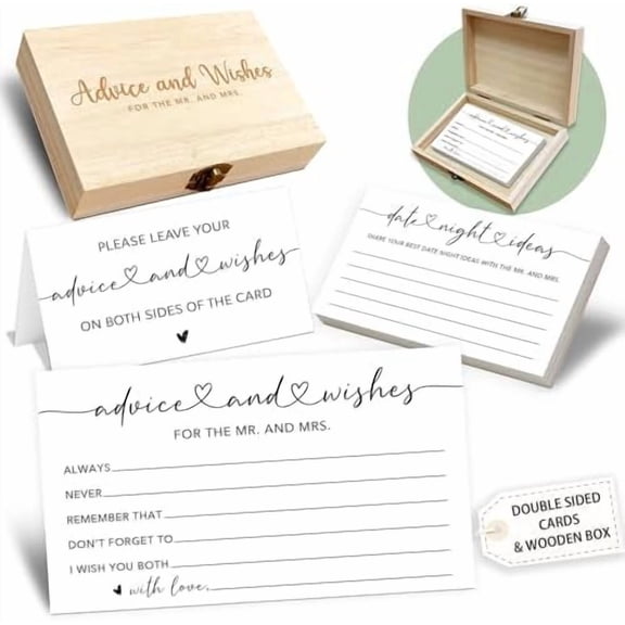 Minimalism Advice and Wishes for the Mr and Mrs - 50 Packs Wedding Advice Cards Bridal Shower Game Cards with Box Reception Guest Book for Bride Groom Newlywed Engagement Party Decoration -A02$