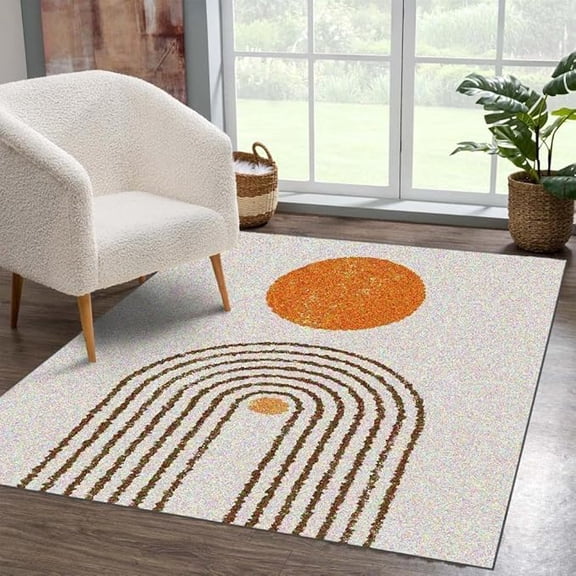 Minimalism Area Rug Simple Geometric Shapes Simple Lines Deco Rug Washable Ultra Soft Non-Shedding Non Slip Foldable Carpet For Dining,Kids Playroom,Home,Decor,Office 2 x 3ft