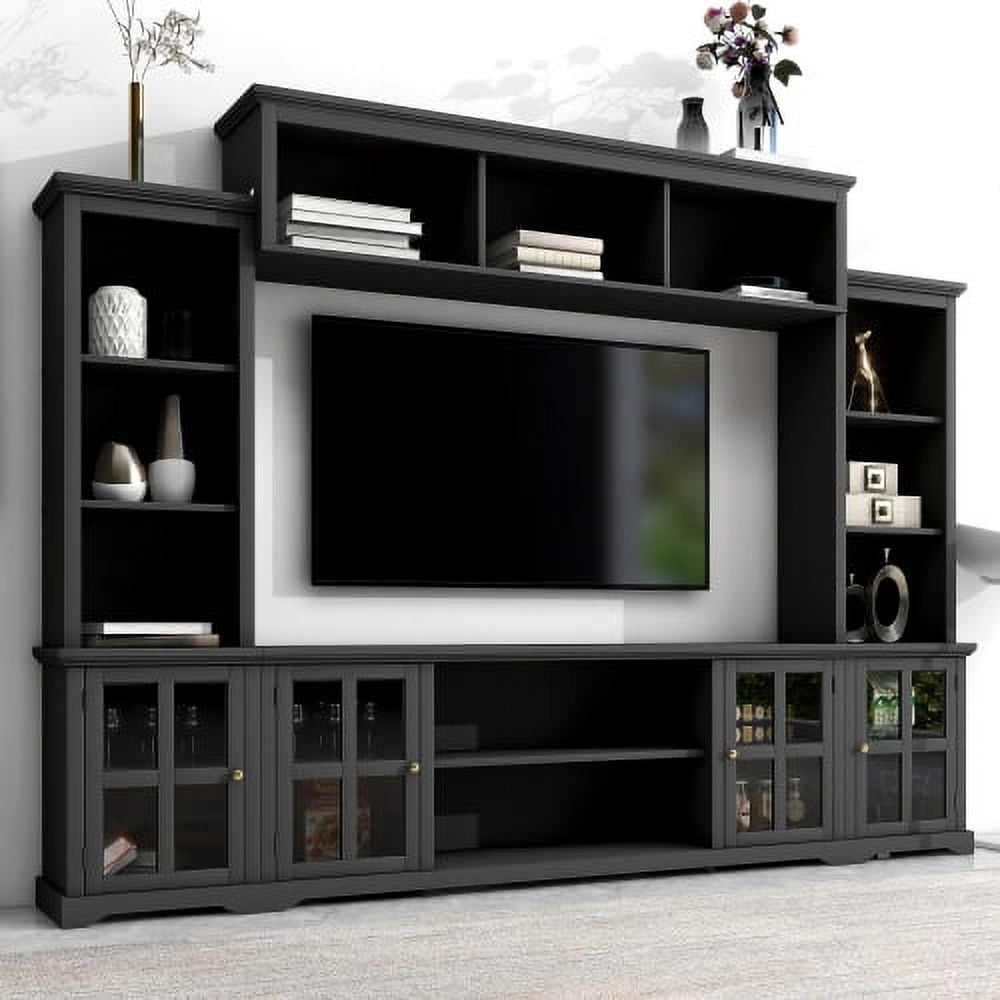 Minimalism Style Entertainment Wall Unit with Bridge, Modern TV Console ...