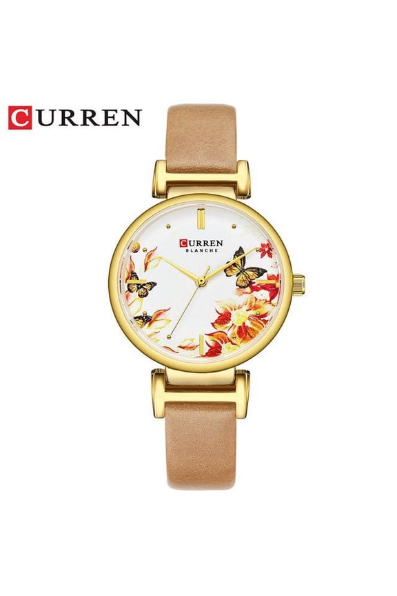 Minimalism Style Women Watches CURREN Brand Luxury Quartz Wristwatches Fashion Flower Dial Ladies Elegant Watch Reloj Mujer 9053
