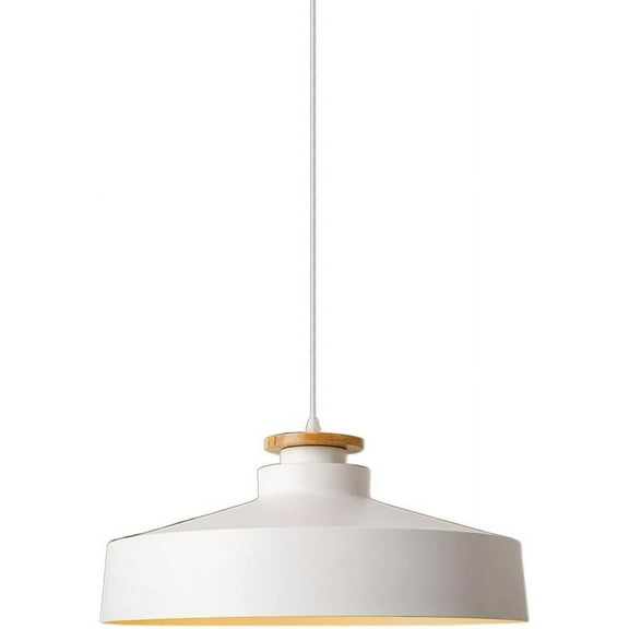 Minimalism White Metal Pendant Lighting for Dining Room, Simple Farmhouse Pendant Lamp for Kitchen Island, Rustic Iron Pendant Light, Pendant Lighting Fixture for Garage Warehouse