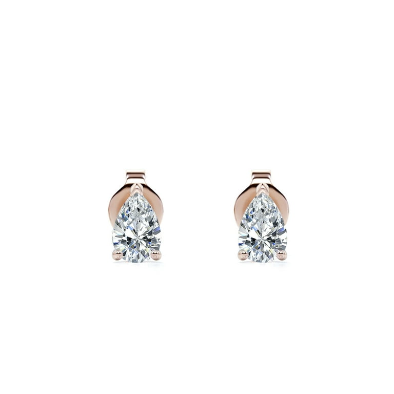 1 Carat Round Diamond - 4 Prong Solitaire Stud Earrings - 18K White Gold  Plating Over Silver 