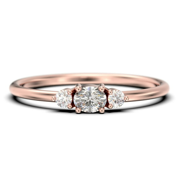 Minimalist 0.65 Carat Slim Oval Cut Diamond Moissanite Fairy Engagement Ring, Dainty Wedding Ring in 10k Solid Rose Gold, Festival Gift For Her, Affordable Gift, Promise Ring, Anniversary Ring