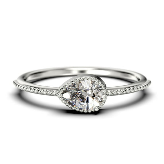 Minimalist 1.10 Carat Pear Cut Diamond Moissanite Classic Engagement Ring, Modern Wedding Ring in 10k Solid White Gold, Gift For Her, Promise Ring, Dainty Ring, Anniversary Ring