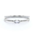 thumbnail image 1 of Minimalist 1.15 Carat Slim Oval Cut Diamond Moissanite Fairy Engagement Ring, Dainty Wedding Ring in 10k Solid White Gold, Gift For Her, Affordable Gift, Promise Ring, Bridal Set, Matching Band, 1 of 3