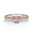 thumbnail image 1 of Minimalist 1.15 Carat Slim Oval Cut Morganite And Diamond Moissanite Fairy Engagement Ring, Dainty Wedding Ring in 10k Solid Rose Gold, Affordable Gift, Promise Ring, Bridal Set, Matching Band, 1 of 3