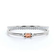 thumbnail image 1 of Minimalist 1.15 Carat Slim Oval Cut Morganite And Diamond Moissanite Fairy Engagement Ring, Dainty Wedding Ring in 925 Sterling Silver With 18k White Gold Plating, Festival Bridal Set, Matching Band, 1 of 3