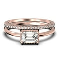 thumbnail image 1 of Minimalist 1.50 Carat Emerald Cut Diamond Moissanite Engagement Ring, Wedding Ring in 10k Solid Rose Gold, Gift For Her, Promise Ring, Anniversary Ring, Bridal Rings Set, 1 of 4