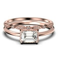 thumbnail image 1 of Minimalist 1.50 Carat Emerald Cut Diamond Moissanite Engagement Ring, Wedding Ring in 925 Sterling Silver With 18k Rose Gold Plating, Promise Ring, Anniversary Ring, Bridal Rings Set, 1 of 4
