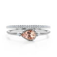thumbnail image 1 of Minimalist 1.60 Carat Pear Cut Morganite And Diamond Moissanite Classic Engagement Ring, Modern Wedding Ring in 10k Solid White Gold, Promise Ring, Dainty Ring, Anniversary Ring, Bridal Rings Set, 1 of 3