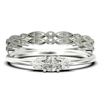 Minimalist 1.65 Carat Slim Oval Cut Diamond Moissanite Fairy Engagement Ring, Dainty Wedding Ring in 10k Solid White Gold, Affordable Gift, Promise Ring, Trio Set, Matching Band