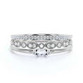 thumbnail image 1 of Minimalist 1.65 Carat Slim Oval Cut Diamond Moissanite Fairy Engagement Ring, Dainty Wedding Ring in 10k Solid White Gold, Gift For Her, Affordable Gift, Promise Ring, Trio Set, Matching Band, 1 of 3