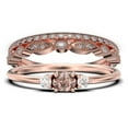 thumbnail image 1 of Minimalist 1.65 Carat Slim Oval Cut Morganite And Diamond Moissanite Fairy Engagement Ring, Dainty Wedding Ring in 925 Sterling Silver With 18k Rose Gold Plating, Festival Trio Set, Matching Band, 1 of 4