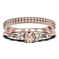 thumbnail image 1 of Minimalist 1.75 Carat Round Cut Morganite And Diamond Moissanite Engagement Ring, Wedding Ring in 925 Sterling Silver With Rose Gold Plating Promise Ring, Anniversary Ring, Trio Set, Matching Band, 1 of 4