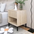 thumbnail image 1 of Minimalist 1 Drawer Nightstand Side Table, Wooden Accent Side Table, Open Storage End Table, for Living Room or Nightstand for Bedroom, Natural, 1 of 6