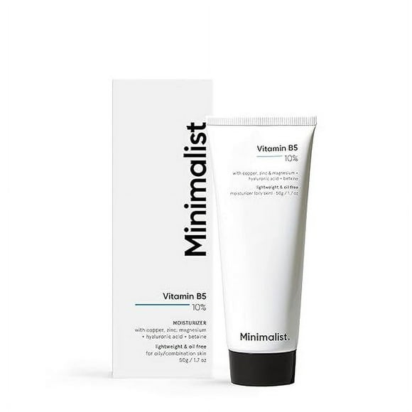 Minimalist 10% Vitamin B5 Gel Face Moisturizer For Oily & Acne Prone Skin | Oil-free | Fast Absorbing Lightweight Winter Cream For Women & Men | Non sticky | Fragrance Free | 50 g Each | Pack of Two