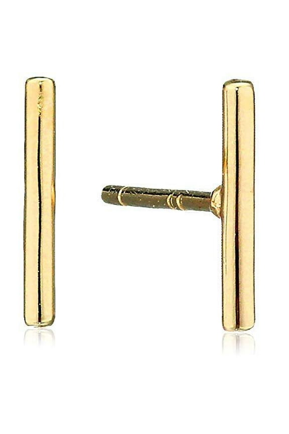 Minimalist 14k Gold Tiny Stud Bar Earrings Line Earrings Simplify Stick Earrings