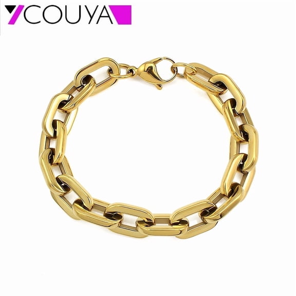 Minimalist 18K Gold Plated Bracelet  Unisex Stainless Steel Waterproof Bracelets Punk Hand Chain Simple Jewelry Gift New