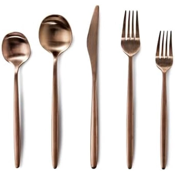 Minimalist 2.0 Flatware non toxic 18/10 stainless steel dishwasher safe (Matte Rose Gold, 4 Person Set (20 Pieces))$$Home Decor, Kitchen, & Other