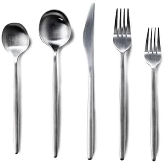 Minimalist 2.0 Flatware non toxic 18/10 stainless steel dishwasher safe (Matte Silver, 4 Person Set (20 Pieces))$$Home Decor, Kitchen, & Other