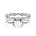 thumbnail image 1 of Minimalist 2.00 Carat Emerald Cut Diamond Moissanite Engagement Ring, Wedding Ring in 10k Solid White Gold, Gift For Her, Promise Ring, Anniversary Ring, Trio Rings Set, 1 of 3