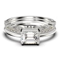 thumbnail image 1 of Minimalist 2.00 Carat Emerald Cut Diamond Moissanite Engagement Ring, Wedding Ring in 925 Sterling Silver With 18k White Gold Plating, Promise Ring, Anniversary Ring, Trio Rings Set, 1 of 4