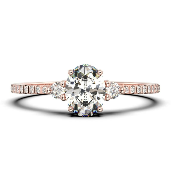 Minimalist 2.00 Carat Oval Cut Simplistic Diamond Moissanite Engagement Ring, Classic Wedding Ring In 10K Solid Rose Gold, Gift For Her, Promise Ring, Anniversary Ring