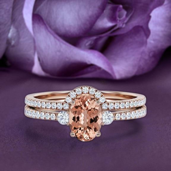 Minimalist 2.00 Carat Oval Cut Simplistic Morganite And Diamond Moissanite Engagement Ring, Classic Wedding Ring in 10k Solid Rose Gold, Gift For Her, Promise Ring, Anniversary Ring