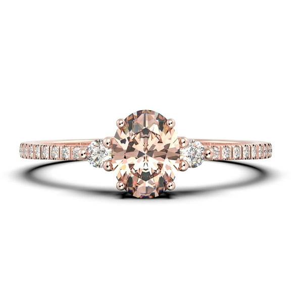 Minimalist 2.00 Carat Oval Cut Simplistic Morganite And Diamond Moissanite Engagement Ring, Classic Wedding Ring in 10k Solid Rose Gold, Gift For Her, Promise Ring, Anniversary Ring