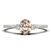 Minimalist 2.00 Carat Oval Cut Simplistic Morganite And Diamond Moissanite Engagement Ring, Classic Wedding Ring in 10k Solid White Gold, Gift For Her, Promise Ring, Anniversary Ring