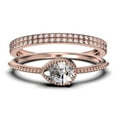 thumbnail image 1 of Minimalist 2.10 Carat Pear Cut Diamond Moissanite Classic Engagement Ring, Modern Wedding Ring in 10k Solid Rose Gold, Promise Ring, Dainty Ring, Anniversary Ring, Trio Rings Set, 1 of 4