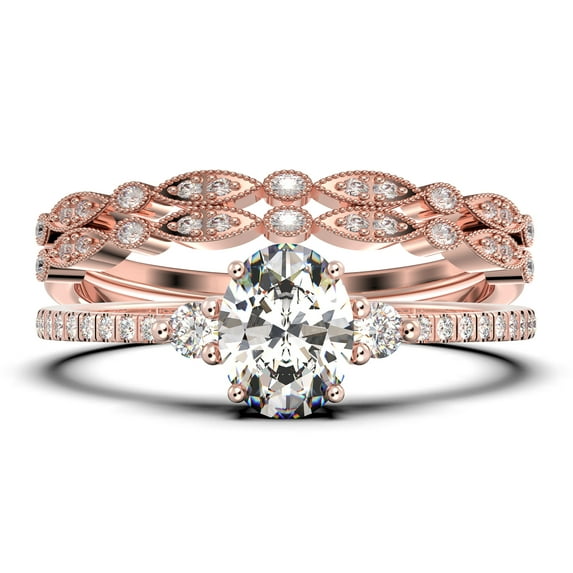 Minimalist 2.25 Carat Oval Cut Simplistic Diamond Moissanite Engagement Ring, Classic Wedding Ring in 10k Solid White Gold, Gift For Her, Promise Ring, Trio set