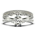 thumbnail image 1 of Minimalist 2.25 Carat Oval Cut Simplistic Diamond Moissanite Engagement Ring, Classic Wedding Ring In 925 Sterling Silver With 18K White Gold Plating, Promise Ring, Trio Set, 1 of 4