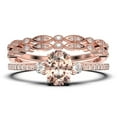 thumbnail image 1 of Minimalist 2.25 Carat Oval Cut Simplistic Morganite And Diamond Moissanite Engagement Ring, Classic Wedding Ring in 10k Solid White Gold, Gift For Her, Promise Ring, Trio set, 1 of 4